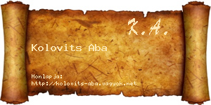 Kolovits Aba névjegykártya